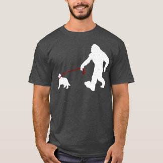 Camiseta Pé Grande Caminhando Com Cachorro Da Terra Nova Fu