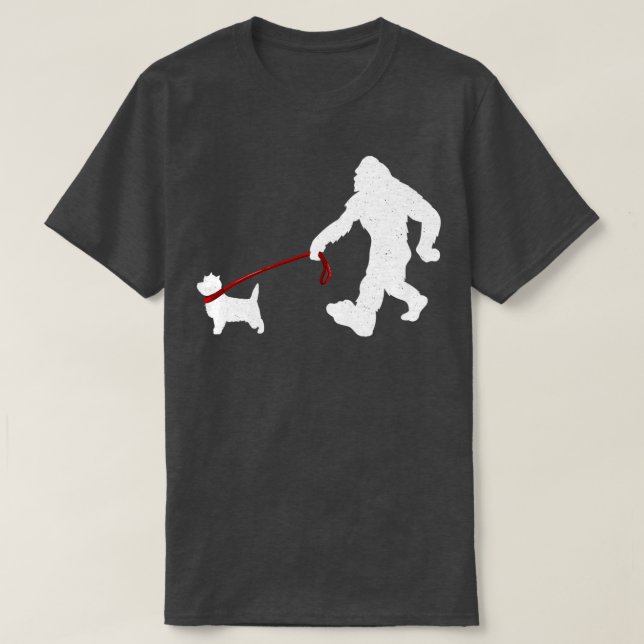Camiseta Pé Grande Caminhando Com Cairn Terrier Dog Funny B (Frente do Design)