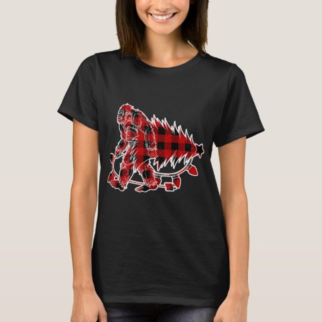 Camiseta Pé Grande Carregando Árvore de Natal Crença (Frente)
