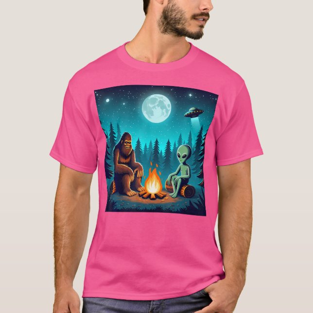 Camiseta Pé Grande Com Alienígena No Sasquatch Engraçado De (Frente)