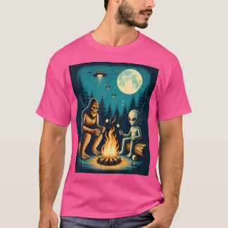 Camiseta Pé Grande Com Alienígena No Sasquatch Engraçado De