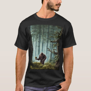 Camiseta Pé Grande com cogumelo grande na floresta