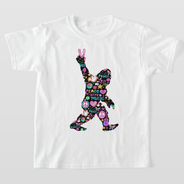 Camiseta Pé Grande de Paz Hippie Engraçado Pé Grande (Postura )