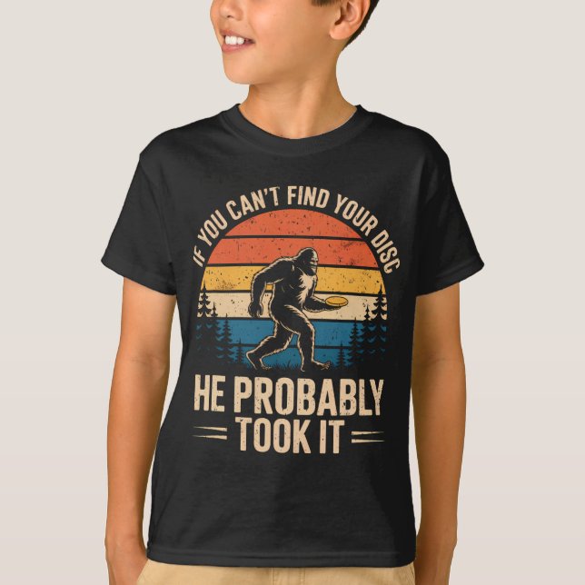 Camiseta Pé Grande Disco de Golfe Engraçado Sasquatch Frisb (Frente)