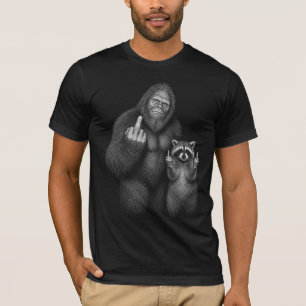 Camiseta Pé Grande e Guaxinim do Dedo Médio
