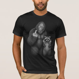 Camiseta Pé Grande e Guaxinim do Dedo Médio