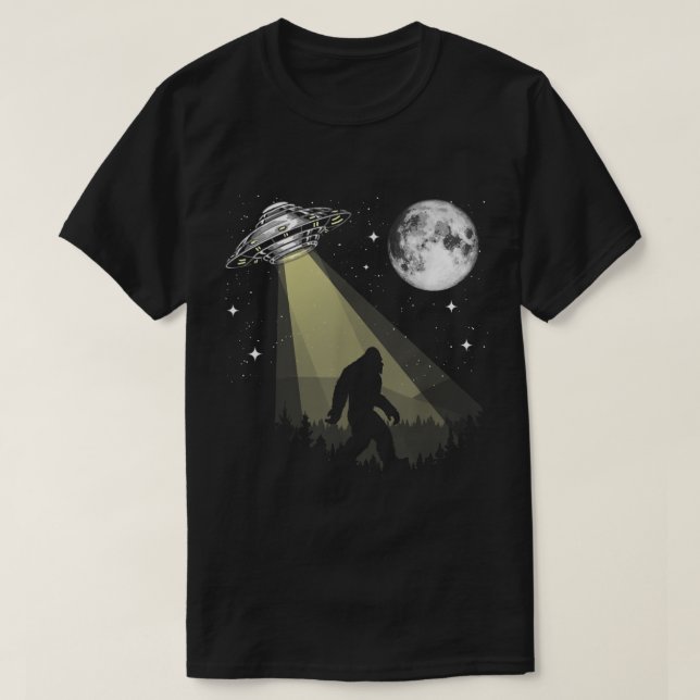 Camiseta Pé-grande e OVNI sob a Luz da Lua (Frente do Design)