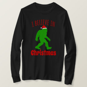 Camiseta Pé Grande Engraçado Eu Acredito No Natal