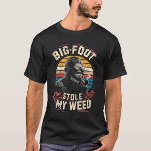 Camiseta Pé Grande Engraçado Roubou Minha Maconha