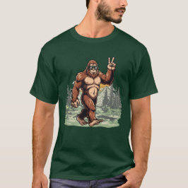 Camiseta Pé Grande Engraçado Usando Óculos de Sol Floresta 