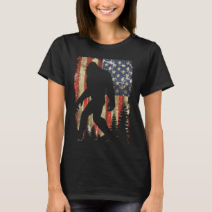 Camiseta Pé Grande Eu Acredito no Sasquatch Bandeira Americ