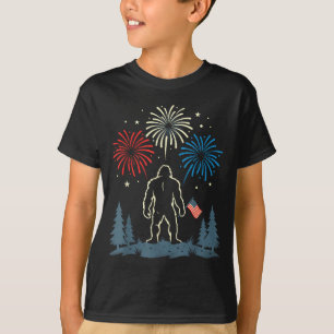 Camiseta Pé-grande fogos de artifício da bandeira americana