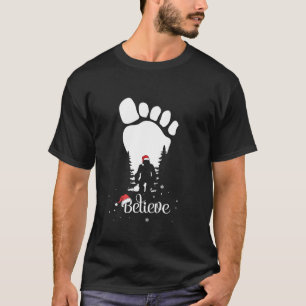 Camiseta Pé Grande impressão Yeti Acredite em Santa Chapéu