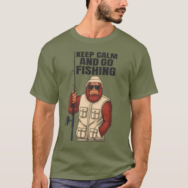 Camiseta Pé Grande Mantém Calma E Vai Pescar Engraçado (Frente)
