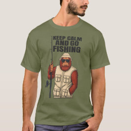 Camiseta Pé Grande Mantenha a Calma e Vá Pescar Engraçado