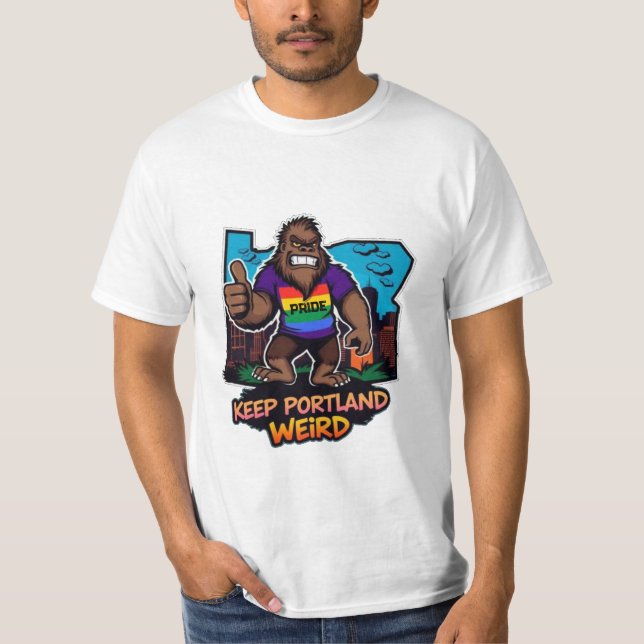 Camiseta Pé Grande Mantenha Portland Estranho (Frente)