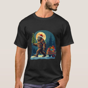 Camiseta Pé grande Papai Noel Chapéu árvore de Natal luzes