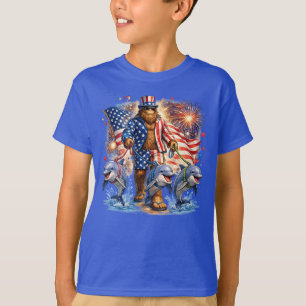 Camiseta Pé Grande Patriótico Caminhando Golfinhos Quarto d
