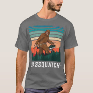 Camiseta Pé Grande Pescado Sasquatch Engraçado e Peixe Noit