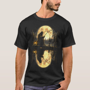 Camiseta Pé-grande pescando reflexo do lago da lua cheia ao