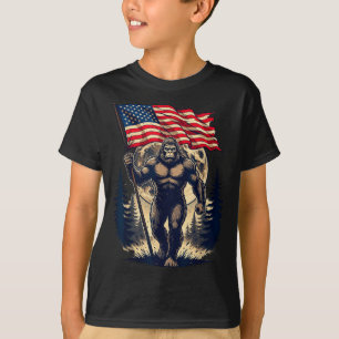 Camiseta Pé grande sasquatch bigfoot bandeira americana pat