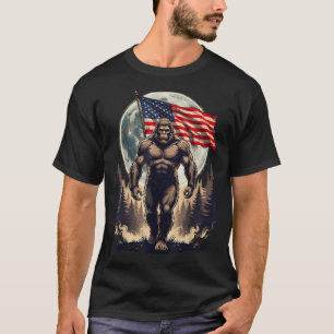 Camiseta Pé grande sasquatch bigfoot bandeira americana pat
