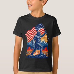 Camiseta Pé grande sasquatch bigfoot bandeira americana pat
