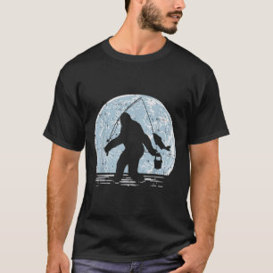 Camiseta Pé Grande Sasquatch Pesca Lua Humorístico Presente