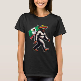 Camiseta Pé Grande Segurando No México Bandeira Funny Cinco