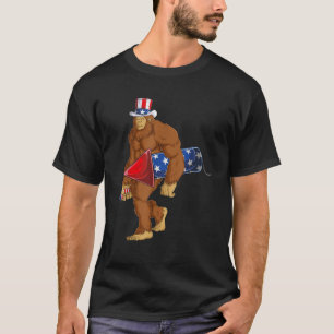 Camiseta Pé Grande Tio Sam Hat Sasquatch USA Flag Quarto 4t