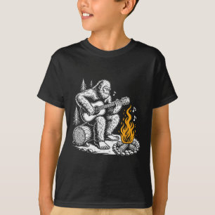 Camiseta Pé Grande Tocando Guitarra Acampamento Divertido C