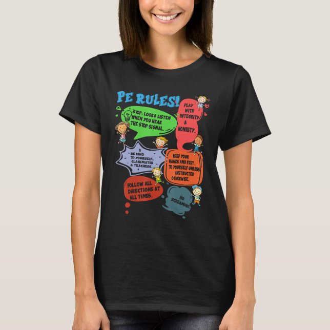 Camiseta PE Rules Physical Education Teacher Back To School (Frente)