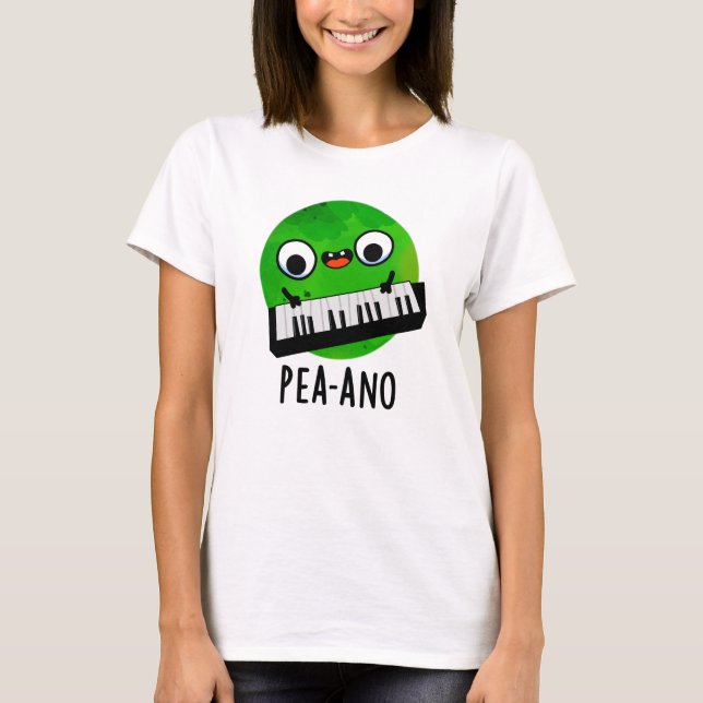 Camiseta Pea-ano Funny Music Veggie Pea Pun (Frente)