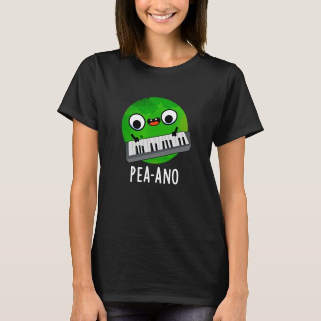 Camiseta Pea-ano Música Engraçada Veggie Pea Pun Dark BG (Frente)