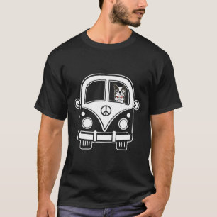 Camiseta Peace Amp Ama Poodle Engraçado No Ônibus Hippie