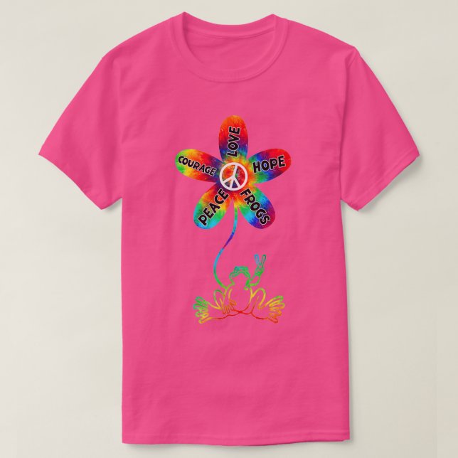 Camiseta Peace Courage Love Hope Sapos Hippie Gift (Frente do Design)