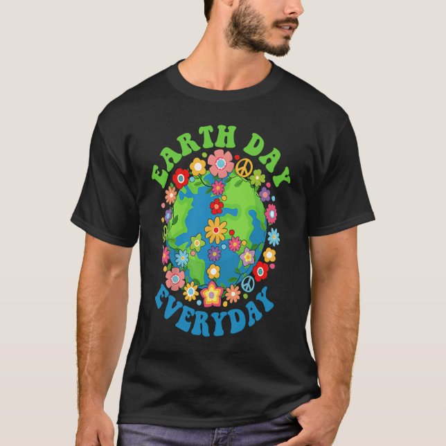 Camiseta Peace Earth Day Everyday 60s 70s Hippie Retro Envi (Frente)