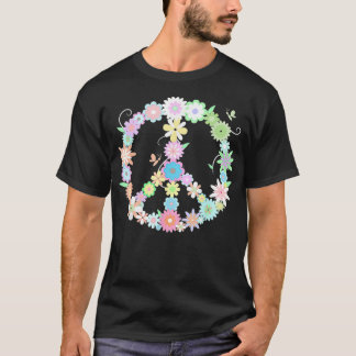 Camiseta PEACE Funny Floral Sign Cool Statement Tee