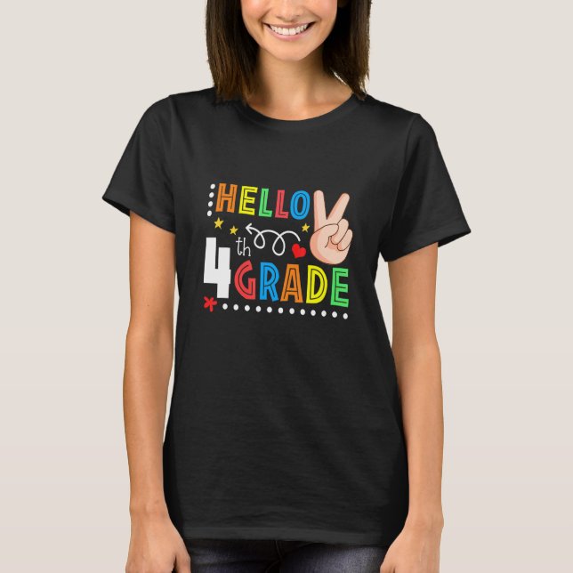 Camiseta Peace Hello 4th Grade Back To School Teacher Study (Frente)