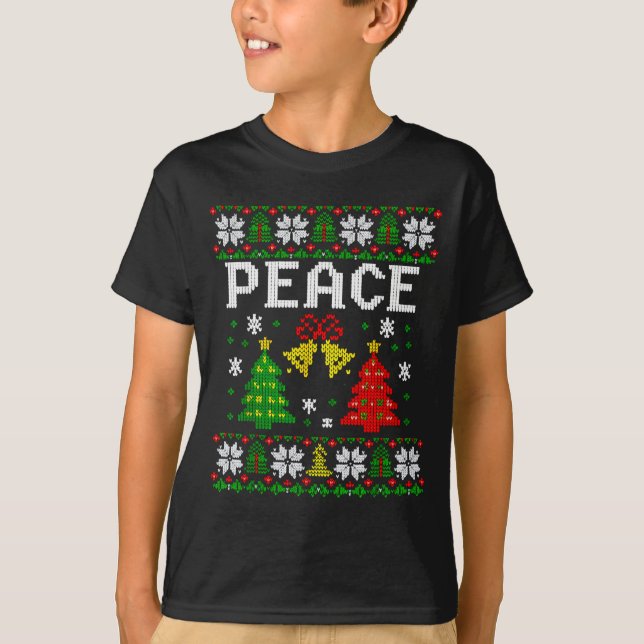 Camiseta Peace I Come In Peace Couple Matching Ugly Christm (Frente)