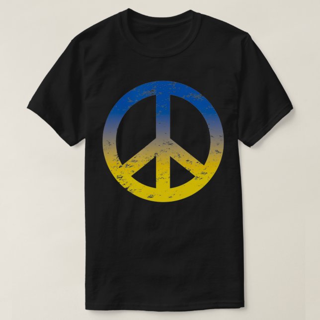 Camiseta Peace in Ukraine  Peace Symbol in Ukraine Flag Col (Frente do Design)