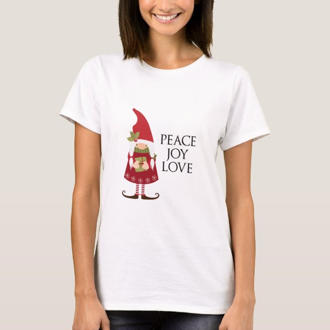 Camiseta Peace Joy Love Girl Holiday (Frente)