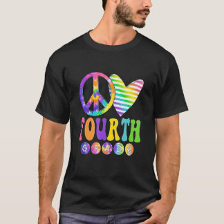Camiseta Peace Love 4.º Tie Dye Back To School Teache