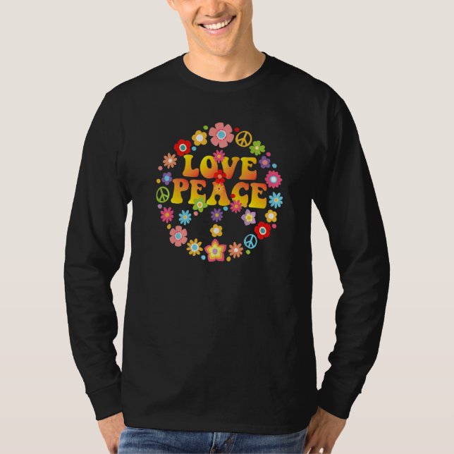 Camiseta Peace Love 60s 70s Tie Die Groovy Hippie Costume H (Frente)