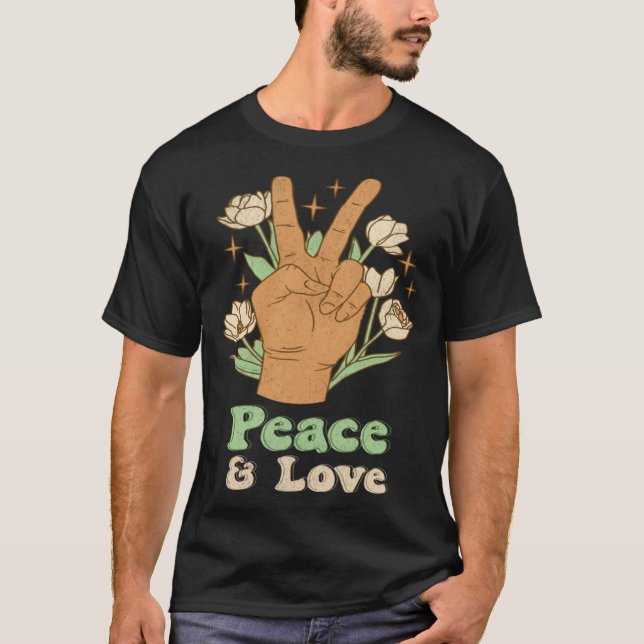 Camiseta Peace & Love 60s 70s Tie Dye Hippie Costume Retro  (Frente)