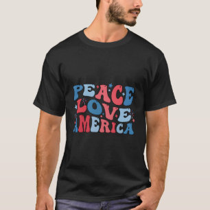 Camiseta Peace Love America 4° Dia Da Independência De Julh