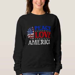 Camiseta Peace Love America Patriotic USA Flag Sunflower 4t