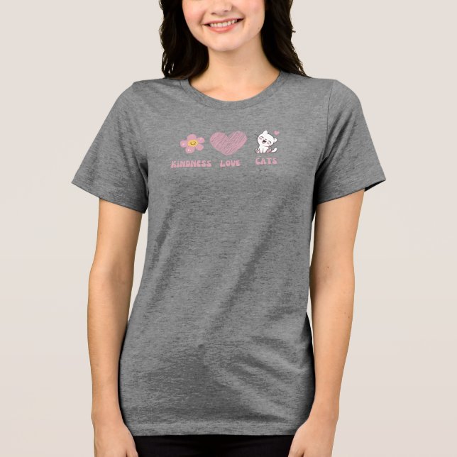 Camiseta Peace, Love and Cats Doodles  (Frente)