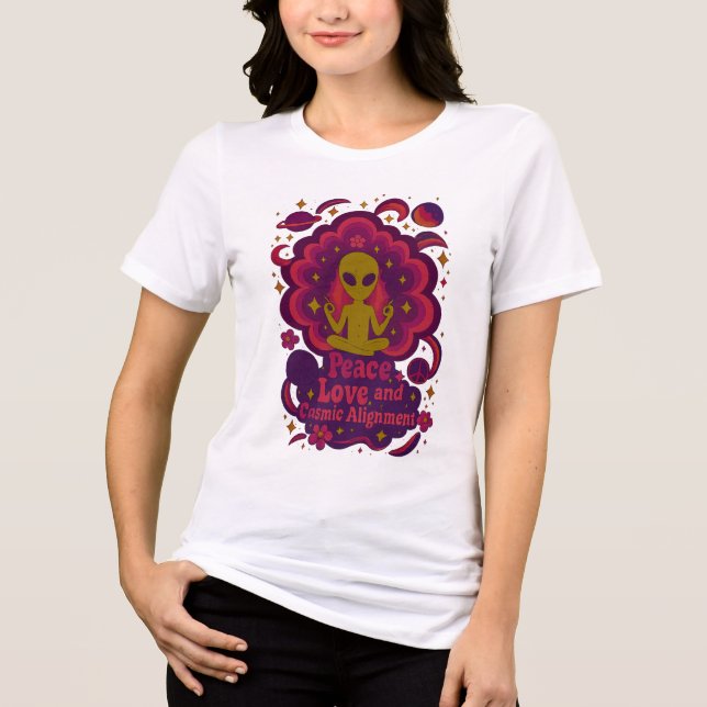 Camiseta Peace Love and Cosmic Alignment – Cosmic Souls (Frente)