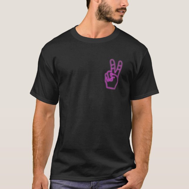Camiseta Peace Love and Equality - Sinal de neon de paz (Frente)